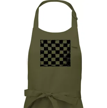 Kuchyňská zástěra Šachovnice černá kreslená - Pánská zástěra na vaření - Univerzální velikost ( Khaki )