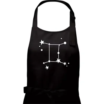 Kuchyňská zástěra Souhvězdí - Gemini - Blíženci - Dámská zástěra na vaření - Univerzální velikost ( Černá )