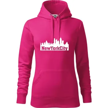 Dámská mikina New York City silueta - Mikina dámská Cape s kapucí - XL ( Purpurová )