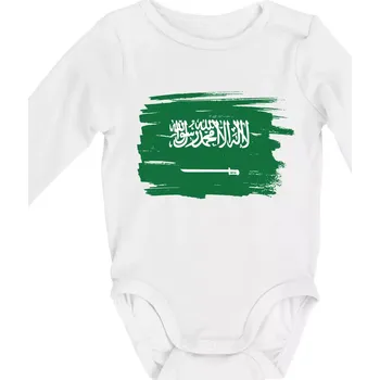 Saudská Arábie - vlajka - Body kojenecké s dlouhým rukávem - Dlouhý r. do 3 měs ( Bílá )
