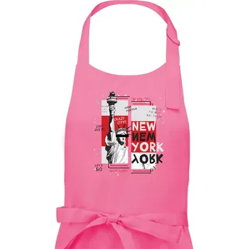 Kuchyňská zástěra New york socha - Dámská zástěra na vaření - Univerzální velikost ( Růžová )