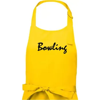 Kuchyňská zástěra Bowling nápis psací - Dámská zástěra na vaření - Univerzální velikost ( Žlutá )