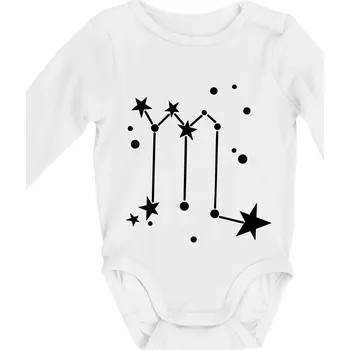 Souhvězdí - Scorpio - Štír - Body kojenecké s dlouhým rukávem - Dlouhý r. do 3 měs ( Bílá )