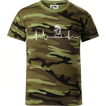 EKG Šachové figurky - Jezdec - Dětské maskáčové triko - 134 cm/8 let ( Zelený maskáč )