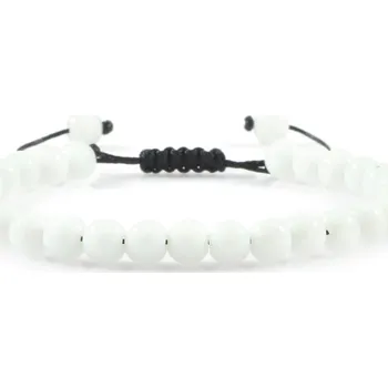Náramek Elegantní minerální náramek s korálky z lávového kamene | pánský náramek, korálkový náramek - 6mm bílá