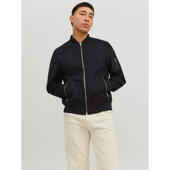 Pánská casual bunda Jack and Jones Faux Suede Bomber Jacket Jet Black L