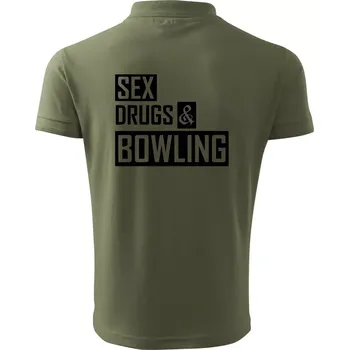 Pánská košile Sex drugs bowling - Polokošile pánská Pique Polo 203 - M ( Khaki )