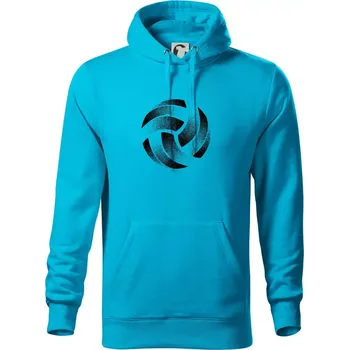 Pánská mikina Volejbalový míč tiskový design - Mikina pánská Cape s kapucí - 4XL ( Světlý tyrkys )
