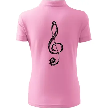 Houslový klíč kreslený - Polokošile dámská Pique Polo - XS ( Růžová )