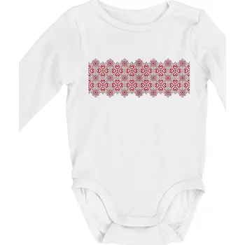 Kojenecký body Lotyšsko ornament - Body kojenecké s dlouhým rukávem - Dlouhý r. do 3 měs ( Bílá )