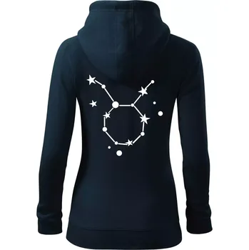 Dámská mikina Souhvězdí - Taurus - Býk - Dámská mikina trendy zipper s kapucí - S ( Námořní modrá (velmi tmavá - téměř černá) )