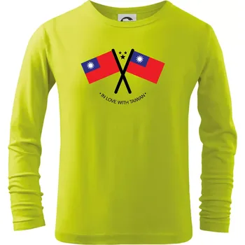 Dětská móda In love with Taiwan - vlajky - Triko dětské Long Sleeve - 134 cm/8 let ( Limetková )