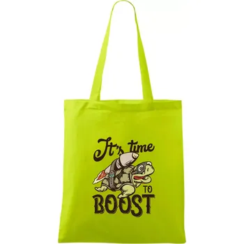 Its time to boost turtle - Taška bavlněná - 42 x 38 cm ( Limetková )
