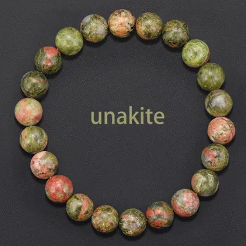 Náramek Náramek s korálků z přírodního minerálu | náramek, šperk - Unakite , 17–17,5 cm , 6mm Beads