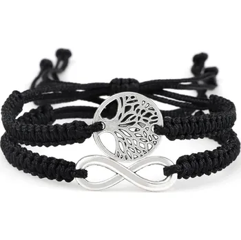 Náramek Náramek štěstí z červené a černé šňůrky | ochranný náramek, ručně pletený náramek - Sada 11