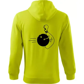 Pánská mikina Koule vs kuželka - Mikina s kapucí na zip trendy zipper - M ( Limetková )