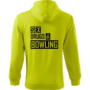 Pánská mikina Sex drugs bowling - Mikina s kapucí na zip trendy zipper - 3XL ( Limetková )