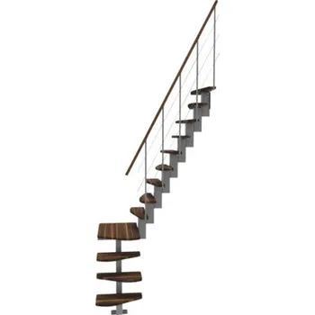Schody přímé Quatro Turn ořech-šedá, 13 stupňů, šířka 65 cm