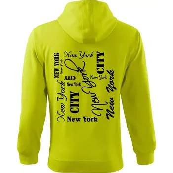 Pánská mikina New York City font - Mikina s kapucí na zip trendy zipper - XL ( Limetková )