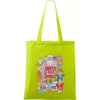 Nákupní taška USA karikatura - Taška bavlněná - 42 x 38 cm ( Limetková )