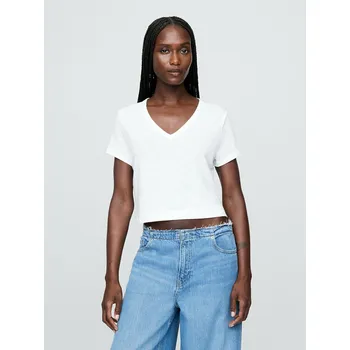 GAP Dámské Lněné crop tričko GAP Bílá L (2871232)