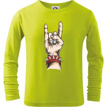 Rocková ruka s náramkem - Triko dětské Long Sleeve - 122 cm/6 let ( Limetková )