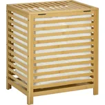 HOMCOM Koš na prádlo 55L Bambusová truhla na prádlo s víkem a vyjímatelným pytlem na prádlo do ložnice a koupelny 50x36x60cm Příroda | Aosom.de