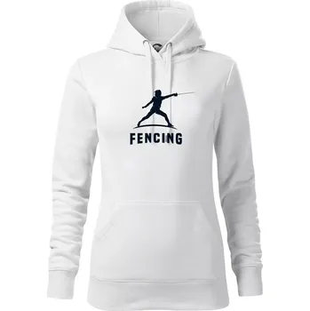 Dámská mikina Fencing (šerm) - postava - Mikina dámská Cape s kapucí - S ( Bílá )