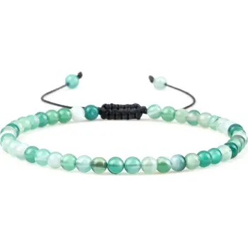 Náramek Minimalistický onyxový náramek minerálních korálků | energetický náramek, náramek přátelství - Zelené pruhované
