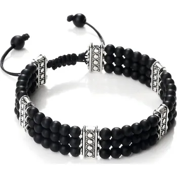 Náramek Černý pletený náramek z lávového kamene | náramek, šperk - Černá matná-2