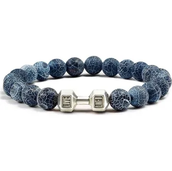 Šperk Stylový pánský náramek z kamene s motivem činky | energetický náramek, pánský náramek - Zvětralé S , 19 cm