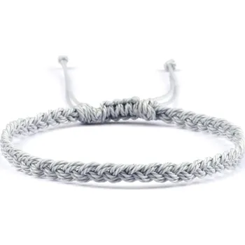 Náramek Ručně pletený párový náramek z voskované šňůrky | šňůrkový náramek, párový náramek - Světle šedá