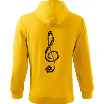 Pánská mikina Houslový klíč kreslený - Mikina s kapucí na zip trendy zipper - S ( Žlutá )