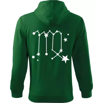 Pánská mikina Souhvězdí - Virgo - Panna - Mikina s kapucí na zip trendy zipper - M ( Lahvově zelená )