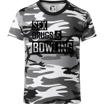 Chlapecké tričko Sex drugs bowling - Dětské maskáčové triko - 122 cm/6 let ( Šedý maskáč )