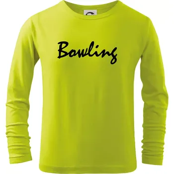 Dětská móda Bowling nápis psací - Triko dětské Long Sleeve - 146 cm/10 let ( Limetková )