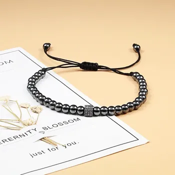 Náramek Měděný pletený náramek s korálky | módní doplněk, náramek unisex - Styl 1