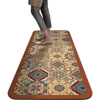 Koberec Protiskluzový koberec 50 x 80 cm Retro dlaždicový vzor Kuchyňská rohožka Savý koupelnový koberec Podložka do předsíně Obývací pokoj Ložnice