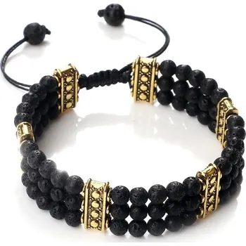 Náramek Černý pletený náramek z lávového kamene | náramek, šperk - Lávový kámen-1