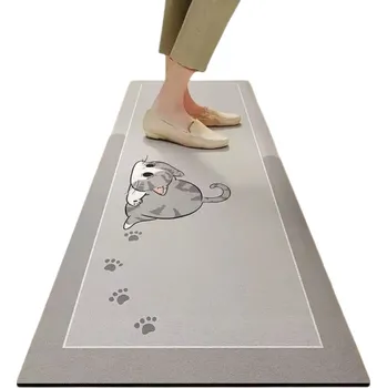 Koberec Super savá rohožka 60x90 cm Protiskluzový koupelnový koberec s motivem kočičky Měkká podložka do kuchyně předsíně a koupelny