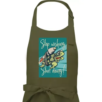 Kuchyňská zástěra Stop wishing start doing želva - Pánská zástěra na vaření - Univerzální velikost ( Khaki )