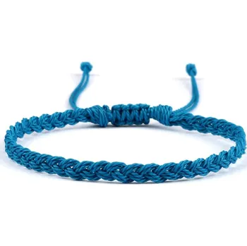 Náramek Ručně pletený párový náramek z voskované šňůrky | šňůrkový náramek, párový náramek - Safírově modrá