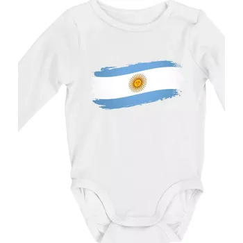 Kojenecký body Argentina vlajka okousaná - Body kojenecké s dlouhým rukávem - Dlouhý r. do 3 měs ( Bílá )