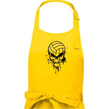 Kuchyňská zástěra Volejbal lebka splash - Dámská zástěra na vaření - Univerzální velikost ( Žlutá )