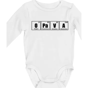 Periodická tabulka Opava - Body kojenecké s dlouhým rukávem - Dlouhý r. 3-6 měs ( Bílá )