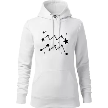 Dámská mikina Souhvězdí - Aquarius - Vodnář - Mikina dámská Cape s kapucí - 2XL ( Bílá )