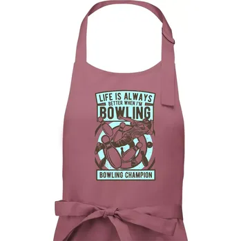 Kuchyňská zástěra Bowling Champion - Pánská zástěra na vaření - Univerzální velikost ( Starorůžová )