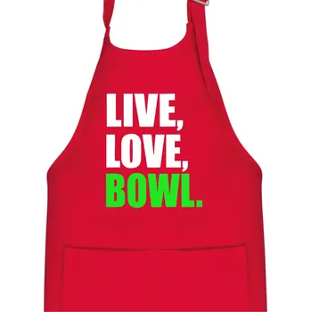 Kuchyňská zástěra Live, Love, Bowl - Dětská zástěra na vaření - Univerzální velikost ( Červená )