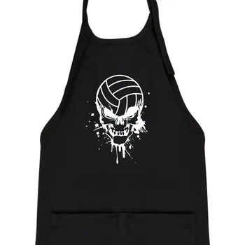 Kuchyňská zástěra Volejbal lebka splash - Dětská zástěra na vaření - Univerzální velikost ( Černá )