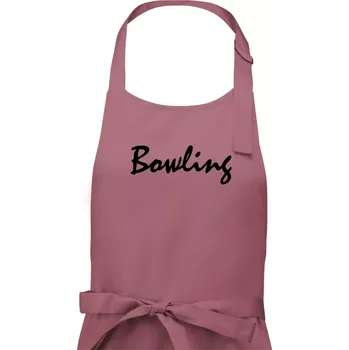 Kuchyňská zástěra Bowling nápis psací - Dámská zástěra na vaření - Univerzální velikost ( Starorůžová )